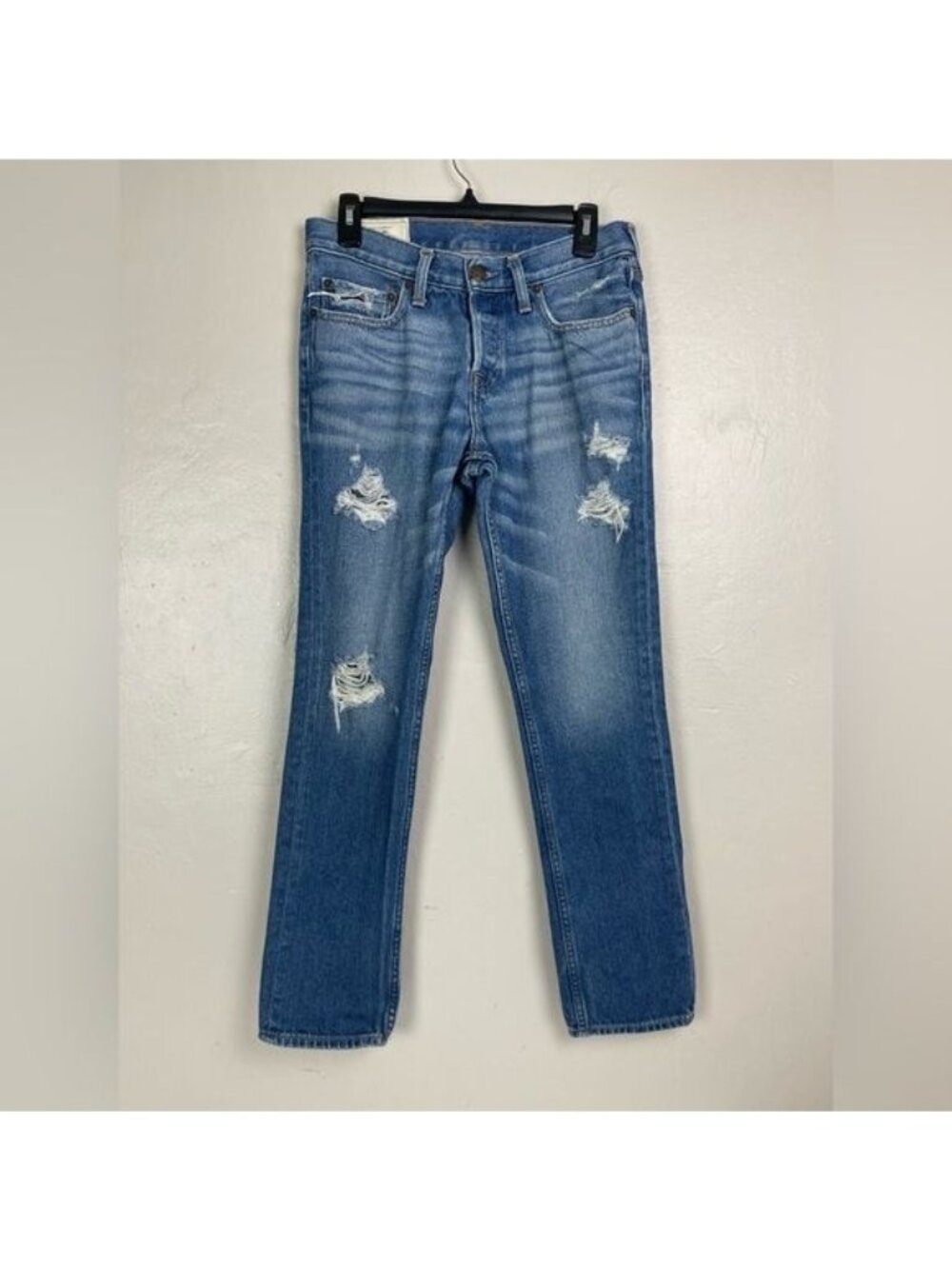 The Hollister Skinny Button Fly Jeans Men's 30x30 cotton distressed